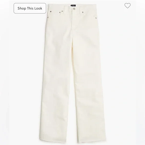 J. Crew Factory Wide Leg Crop Jeans in all day stretch, Seashell White, size 32 - Picture 7 of 7